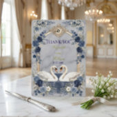 Carte De Remerciements Faux Gold Arch Navy Blue Swan Marble Effect