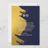 Carte De Remerciements Faux Gold Brushstrokies Marine Blue Monogram Maria (Devant)