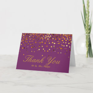 Carte De Remerciements Faux Gold Foil Confetti Elegant Sparkles Thank You