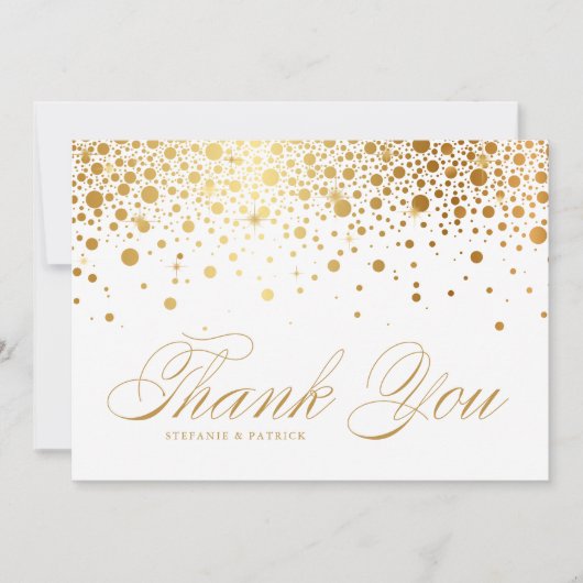 Carte De Remerciements Faux Gold Foil Confetti Mariage (Devant)