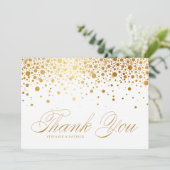 Carte De Remerciements Faux Gold Foil Confetti Mariage (Debout devant)