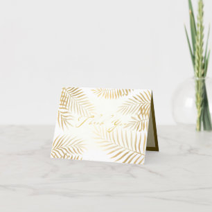 Carte De Remerciements Faux Gold Foil Palm Feuille Mariage tropical
