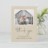 Carte De Remerciements Faux Kraft Mariage rustique 2 Photo (Debout devant)