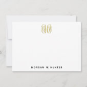 Carte De Remerciements Faux Or 3 Initiale Vigne Script Monogramme DIY Fon (Devant)