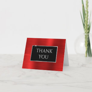 Carte De Remerciements Faux papier d'aluminium rouge
