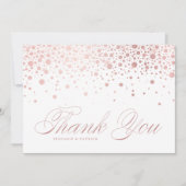 Carte De Remerciements Faux Rose Gold Foil Confetti Dots Mariage (Devant)