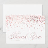 Carte De Remerciements Faux Rose Gold Foil Confetti Dots Mariage (Devant / Derrière)