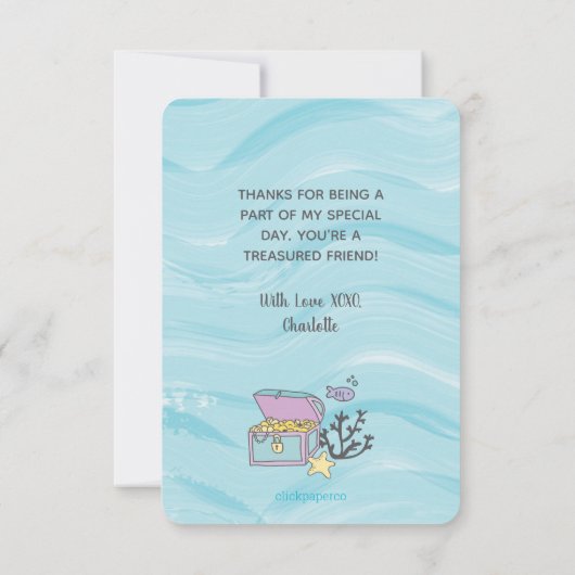 Carte De Remerciements Faux sirène pourpre avec dauphin (Dos)