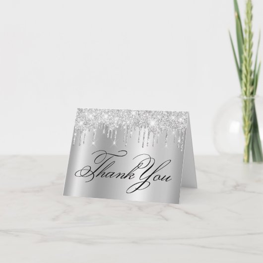 Carte De Remerciements Faux Sparkly Light Silver Drivers Parties scintill (Devant)