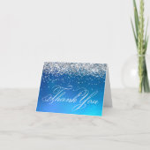 Carte De Remerciements Faux Sparkly Silver Parties scintillant Ocean Ombr (Devant)