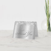 Carte De Remerciements Faux Sparkly Silver Parties scintillant Satin Ombr (Devant)