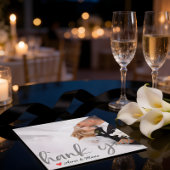 Carte De Remerciements Faux Vellum Overlay Printed Silver Photo