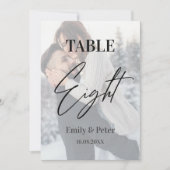 Carte De Remerciements Faux Vellum Photo Mariage Huit Numéro de tableau (Devant)