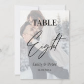 Carte De Remerciements Faux Vellum Photo Mariage Huit Numéro de tableau (Dos)