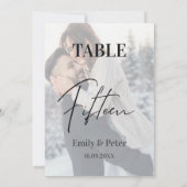 Carte De Remerciements Faux Vellum Photo Mariage Quinze Numéro de tableau (Dos)