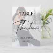Carte De Remerciements Faux Vellum Photo Mariage Treize Numéro de tableau (Debout devant)