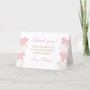 Carte De Remerciements Faveur de fête Cookie animal avec saupoudrage de g
