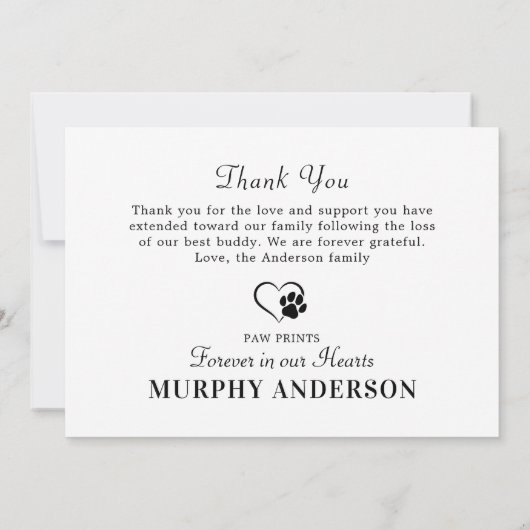 Carte De Remerciements Favori Hello Hardest Goodbye Pet Memorial Photo (Dos)