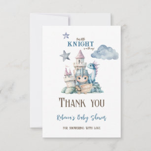 Carte De Remerciements Fée Conte de Rêve Dragon Bleu Chevalier Baby Showe