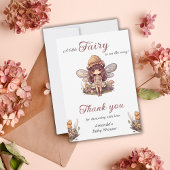 Carte De Remerciements Fée enchantée avec champignons Baby shower fille