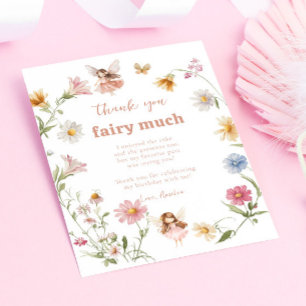 Carte De Remerciements Fée Fleur Sauvage Colorée 1er Anniversaire