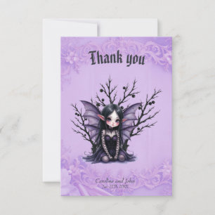 Carte De Remerciements Fée foncée mignonne avec ailes de chauve-souris