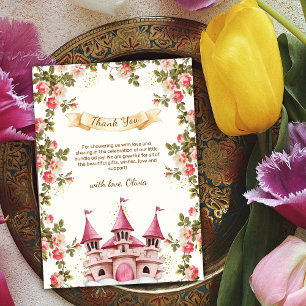 Carte De Remerciements Fée Princesse Château Fête de Naissance Fleur Sauv