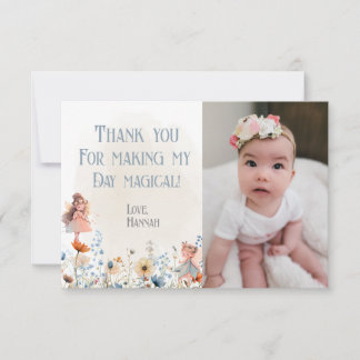 Carte De Remerciements Fée Whimsical Première Magie Photo Anniversaire