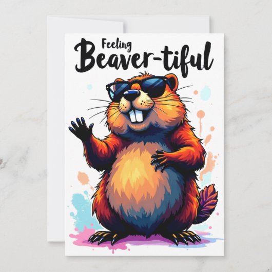 Carte De Remerciements Feeling Beaver-tiful - Funny Beaver Graphic (Devant)