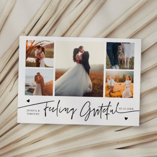 Carte De Remerciements Feeling Grateful White Wedding Multi Photo