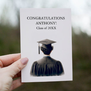 Carte De Remerciements Félicitations Hommes diplômés en Black Gown