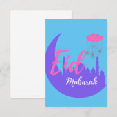 Carte De Remerciements Félicitations pour le ballon d'Eid Mubarak (Devant / Derrière)