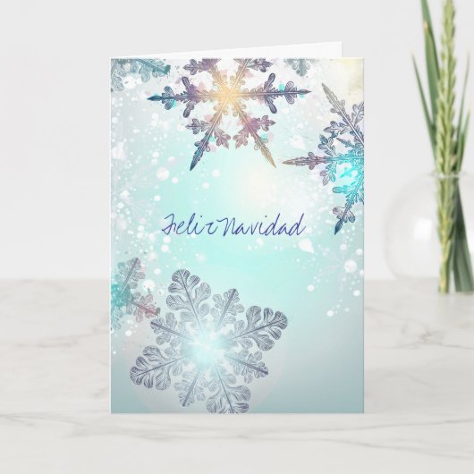 Carte De Remerciements Feliz Navidad Noël FêteBlue Snowflake (Devant)