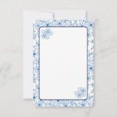 Carte De Remerciements Feminine Blue Floral Pattern, Blank (Dos)