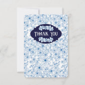 Carte De Remerciements Feminine Blue Floral Pattern, Blank (Devant)