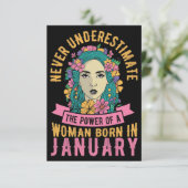 Carte De Remerciements Femme Art Puissance Des Femmes Nées En Janvier (Debout devant)