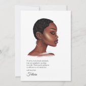 Carte De Remerciements Femme noire (Dos)