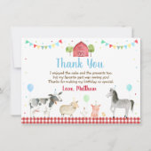 Carte De Remerciements Ferme Barnyard Animaux de ferme Anniversaire (Devant)