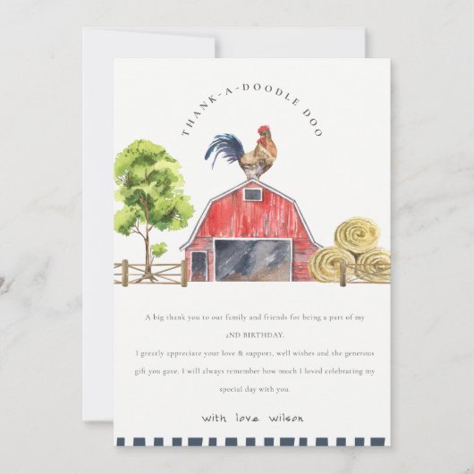 Carte De Remerciements Ferme de poussins rouge mignon Anniversaire à l'aq (Devant)