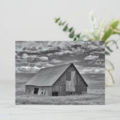 Carte De Remerciements Fermes | BW American Flag Barn Scene (Debout devant)