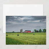 Carte De Remerciements Fermes | Red Barn & Silo au printemps (Devant / Derrière)