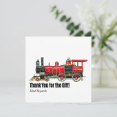 Carte de remerciements ferroviaire rouge (Debout devant)