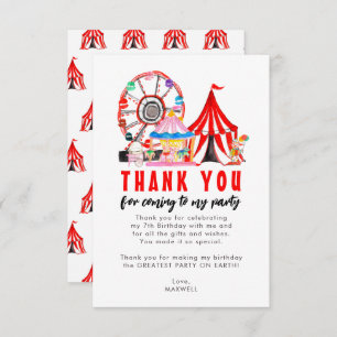 Carte De Remerciements Festival du ballon clown du cirque du Carnaval Ann