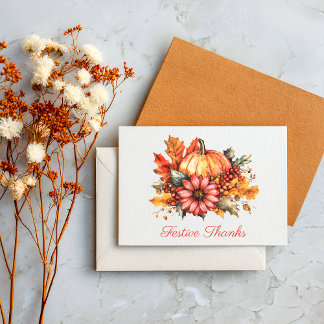 Carte de remerciements festive avec bouquet de cit