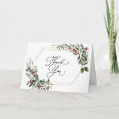 Carte De Remerciements Festive Red Berries Winter Holly Greenery (Devant)