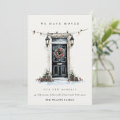 Carte De Remerciements Festive Winter Front Door We have Moved Card (Debout devant)