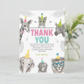 Carte De Remerciements Fête Animale | Anniversaire d'Animal Sauvage (Debout devant)