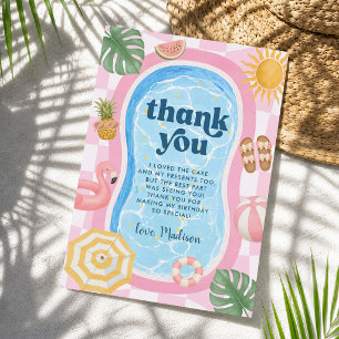 Carte De Remerciements Fête au bord de la piscine Thème Moderne d'été pou