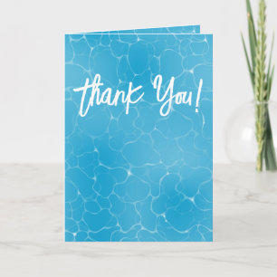 Carte De Remerciements Fête au Piscine Sweet 16 Bleu Minimaliste Annivers