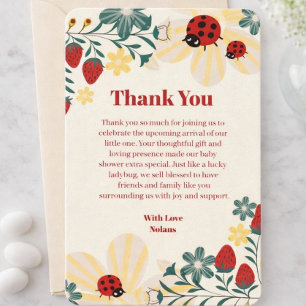Carte De Remerciements Fête bébé coccinelle & fraise